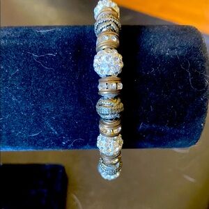 Sparkling Silver and Gold Beaded Bracelet with Textured Details
